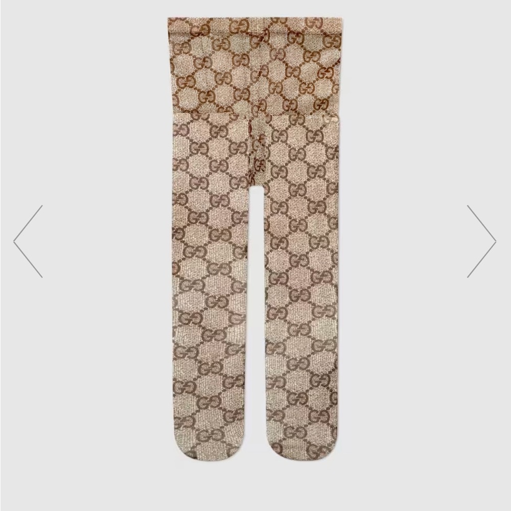 GUCCI monogram tights- beige/ ebony GG tulle print